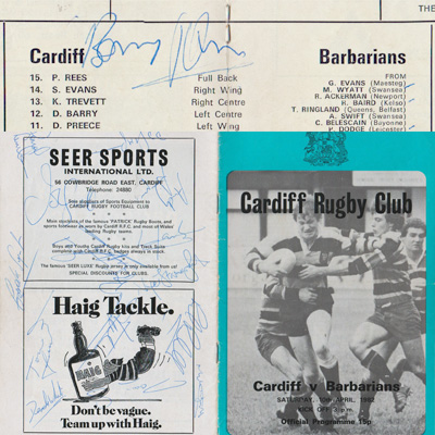 Cardiff-rugby-barbarians-programme-april-1982-barry-john-memorabilia-autograph-bleddyn-williams-tom-david-signature-nigel-starmer-smith-john-scott-wales-baa-baas