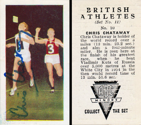 Chris-Chataway-autograph-signed-athletics-memorabilia-four-minute-mile-ibbotson-sir-mp-5000-metres-world-record-roger-bannister-brasher