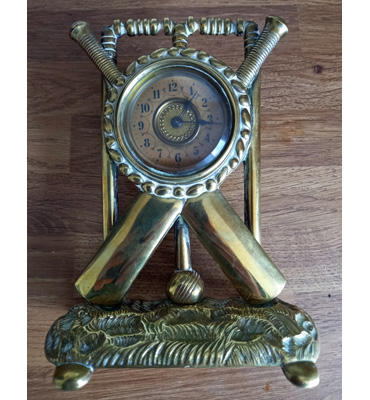 Cricket-clock-British-United-Clock-company-bat-ball-stumps-bails-antique-vintage-art-nouveau-timepiece-memorabilia-collectable
