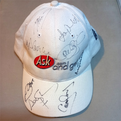 England-cricket-memorabilia-signed-2005-ashes-cap-Vaughan-Trescothick-Cook-Collingwood-Strauss-Jones-Hoggard-Plunkett-autograph