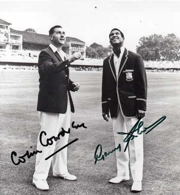 Colin-Cowdrey-autograph-Sir-Garry-Sobers-signed-england-west-indies-cricket-memorabilia-toss-1966-lords-test-match-captains-gary-garfield