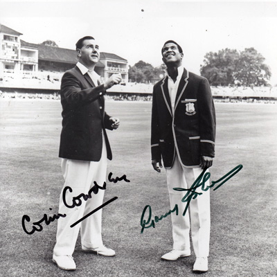 Lord-Colin-Cowdrey-autograph-Sir-Garry-Sobers-signed-england-west-indies-cricket-memorabilia-toss-1966-lords-test-match-captains-garfield