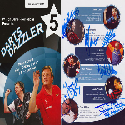 Winmau-Darts-memorabilia-world-champions-multi-signed-Promo-Brochure-deller-lewis-priestley-adams-bristow-webster