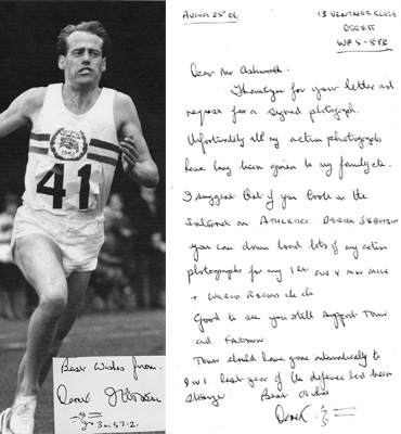 Derek-Ibbotson-signed-pic-letter-autograph-athletics-memorabilia-world-mile-record-1957