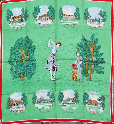 French-vintage-ladies-golf-scarf-lady-golfer-caddie-silk-1950s-bianchini-golfing-fashion-france-haute-couture
