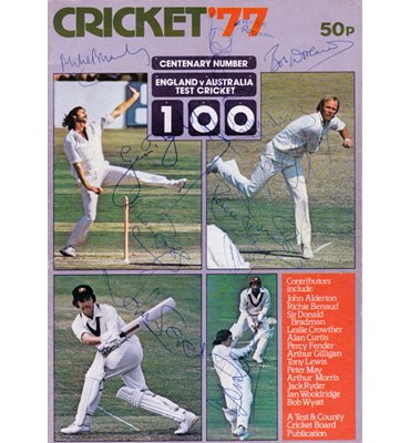 1977 Ashes cricket memorabilia 100th test match brochure signed autographed