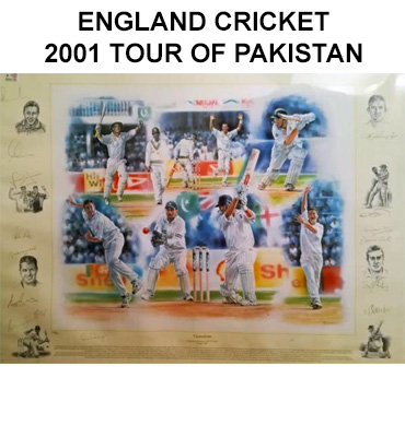 England-cricket-memorabilia-squad-signed-team-poster-2001-Pakistan-tour-Atherton-autograph-hick-stewart-thorpe-trescothick-vaughan-gough-hussain